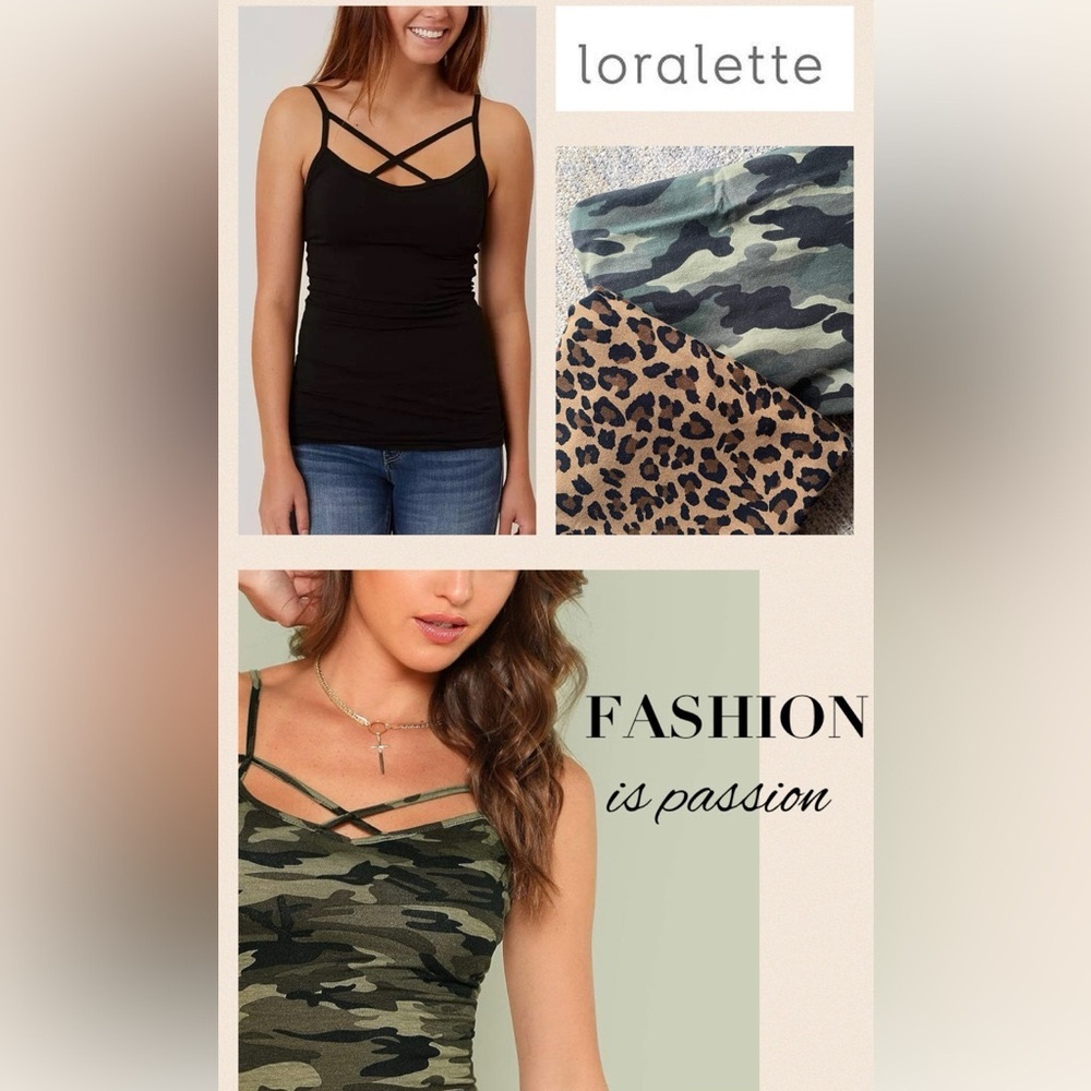 Loralette Spaghetti Strap Criss Cross Tank Tops